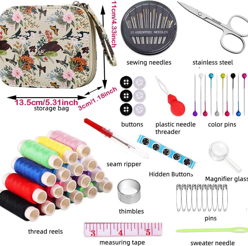Bobode Arts Craft Printing Sewing Kit Butterflies Pattern Sewing Set Professional Travel Sewing Supplies with 18 Colors Sewing Thread, Basic Sewing Accessory for Emergency, Home - Image 3